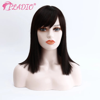 PLADIO Bob Wigs Human Hair For White Women Lace Front Wig Shoulder Length Straight Hair 100% Human Hair Natural Color Hair