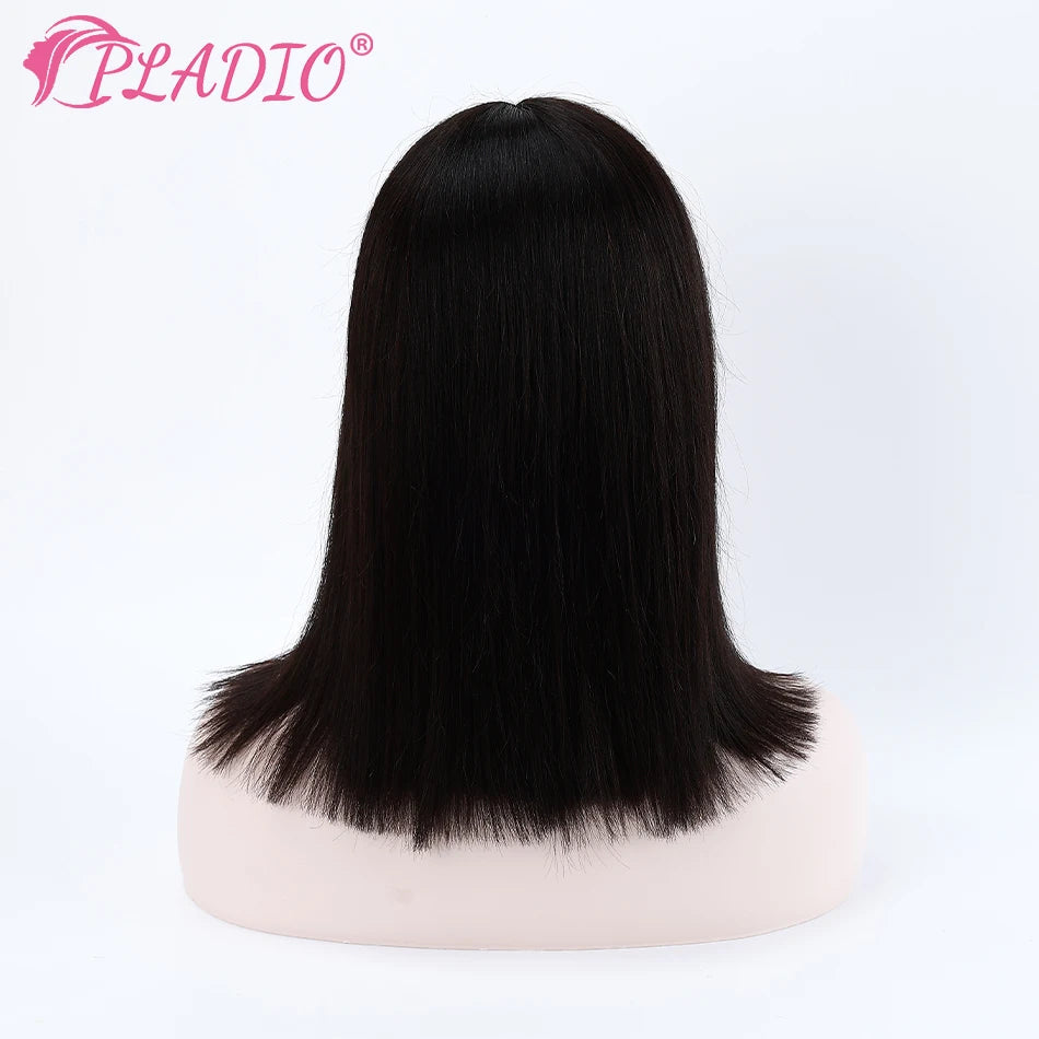 PLADIO Bob Wigs Human Hair For White Women Lace Front Wig Shoulder Length Straight Hair 100% Human Hair Natural Color Hair